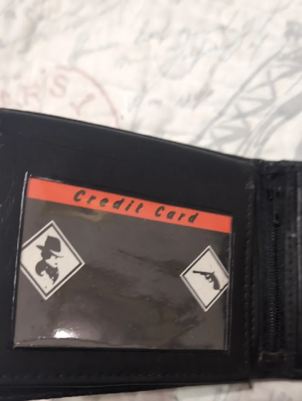 Men's Embossed Black Leather Card & Key Holder